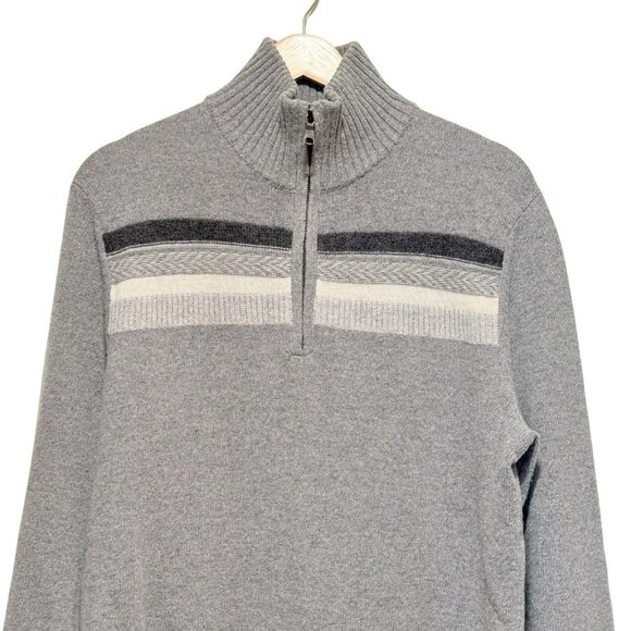 Banana Republic Gray 1/4 Zip Italian Wool Blend Pullover Sweater Mens Medium - Picture 3 of 10
